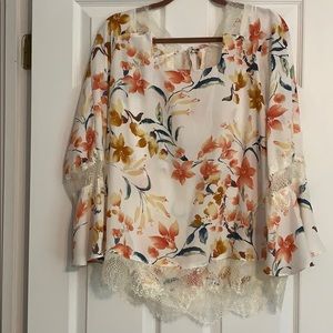 Floral top with lace detail